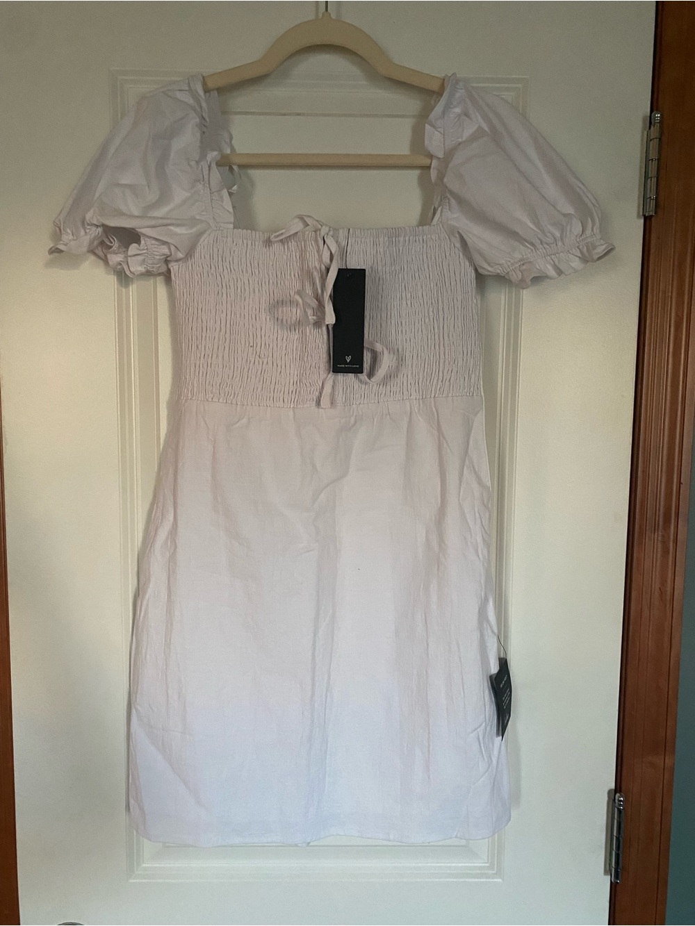 Lulu's White Smocked Puff Sleeve Mini Dress